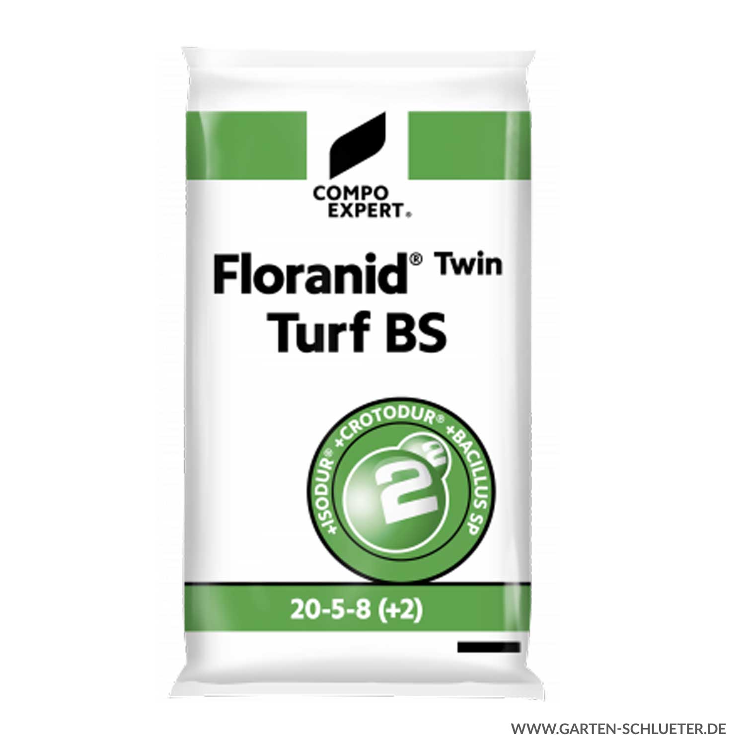 Langzeit Rasen-Volldünger - COMPO EXPERT® Floranid® Twin Turf BS 20-5-8 (+2) - Palette, 20 Sack á 25 kg Lieferform: Palette