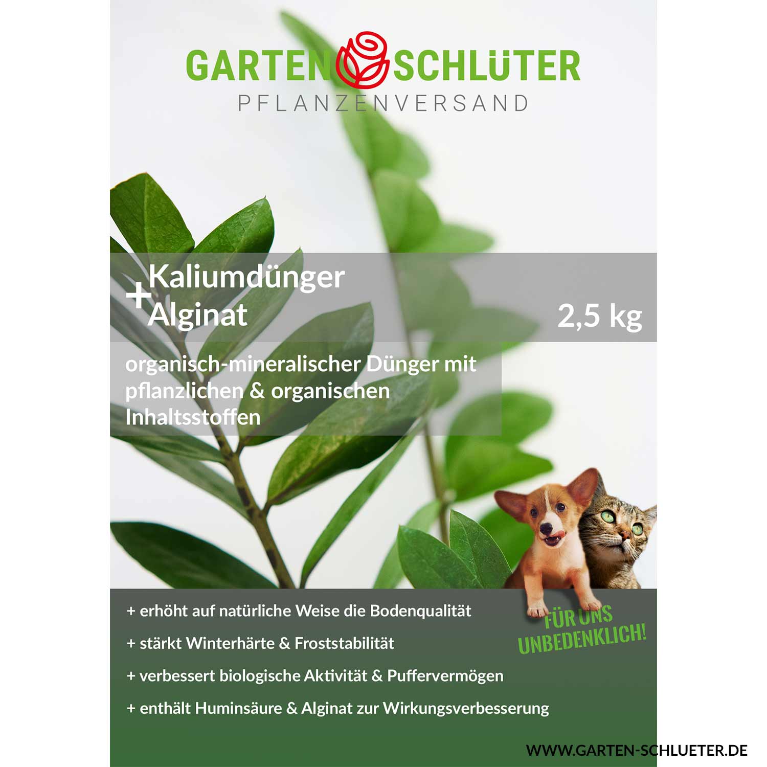 Schlüter's Kaliumdünger 2,5kg- Für Sommer- & Herbstdüngung an allen Pflanzen Lieferform: Kunststoffbeutel