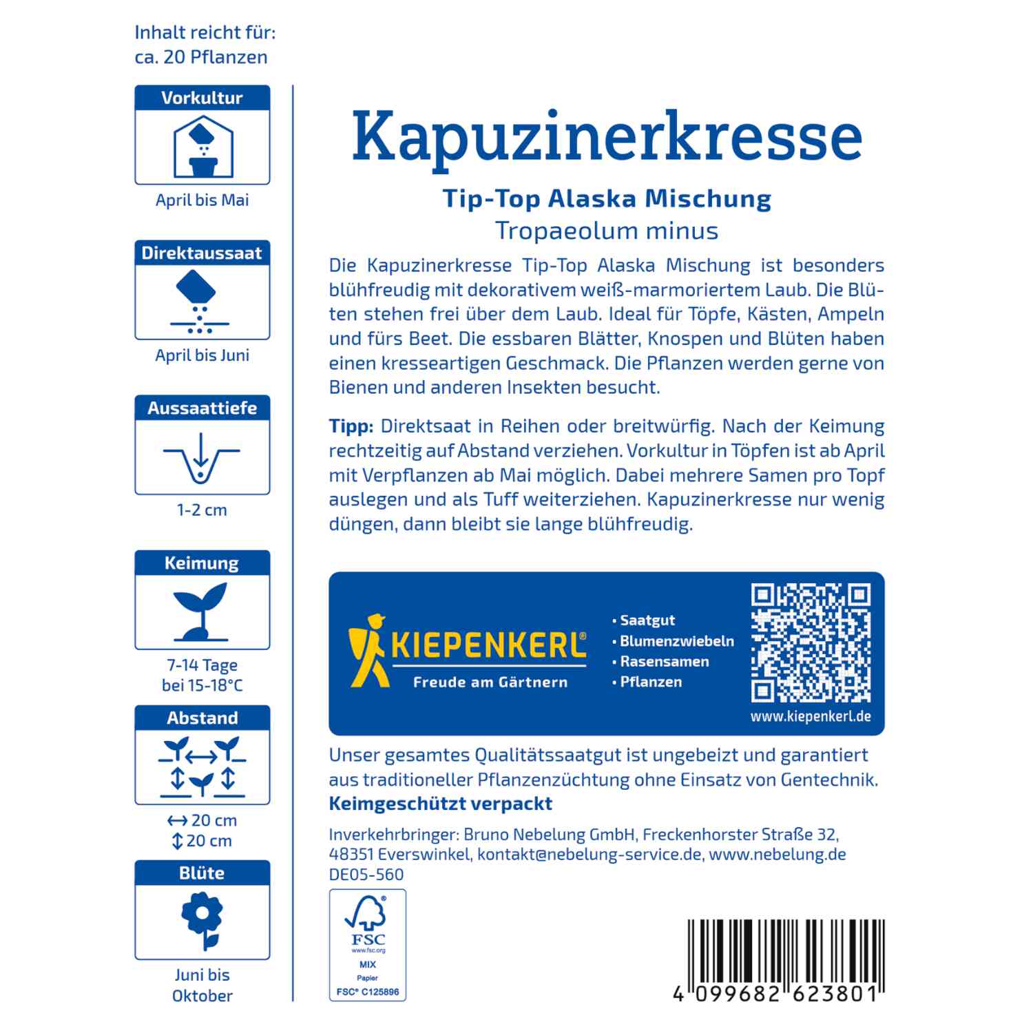 Kapuzinerkresse 'Tip-Top Alaska-Mischung'