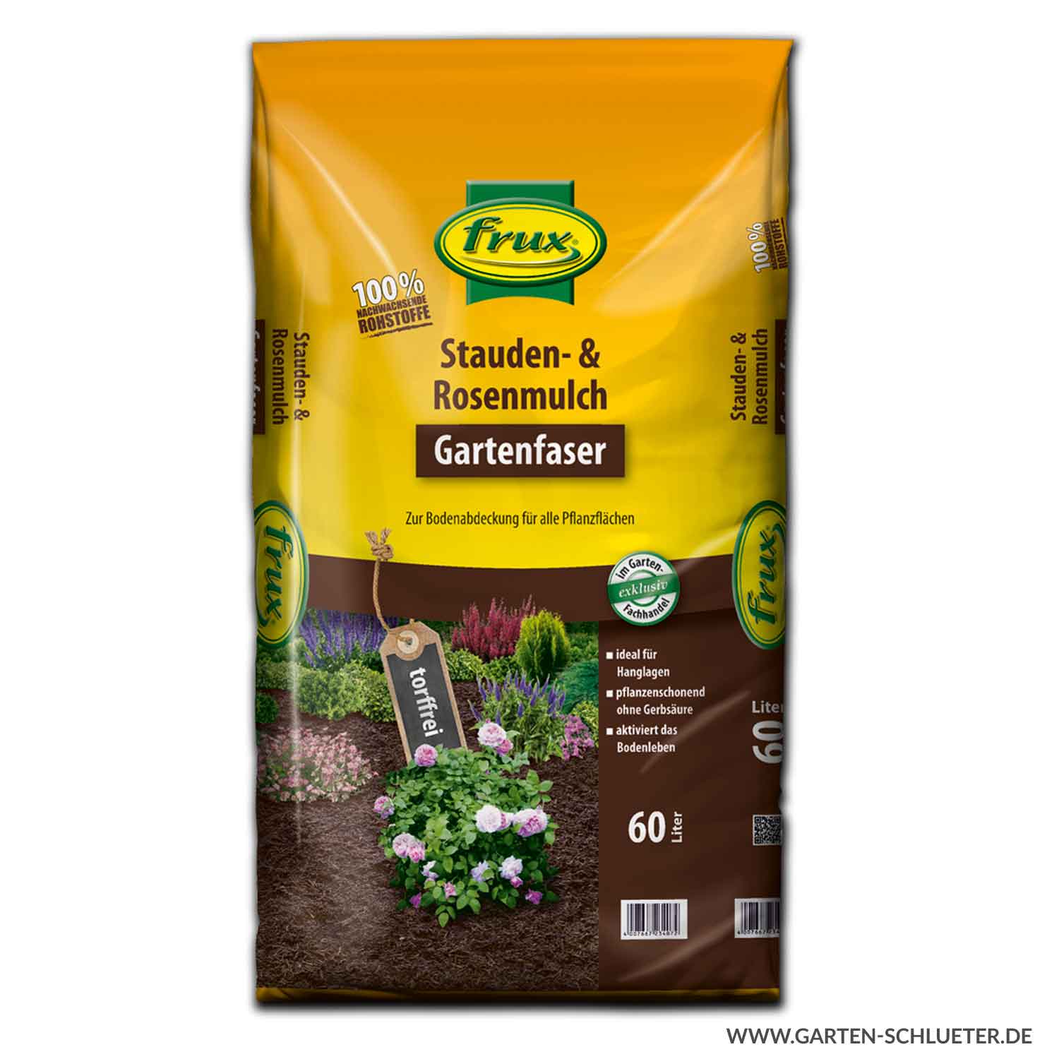 frux - Stauden- & Rosenmulch 60 Liter 1 Palette/ 42 Sack Lieferform: Palette