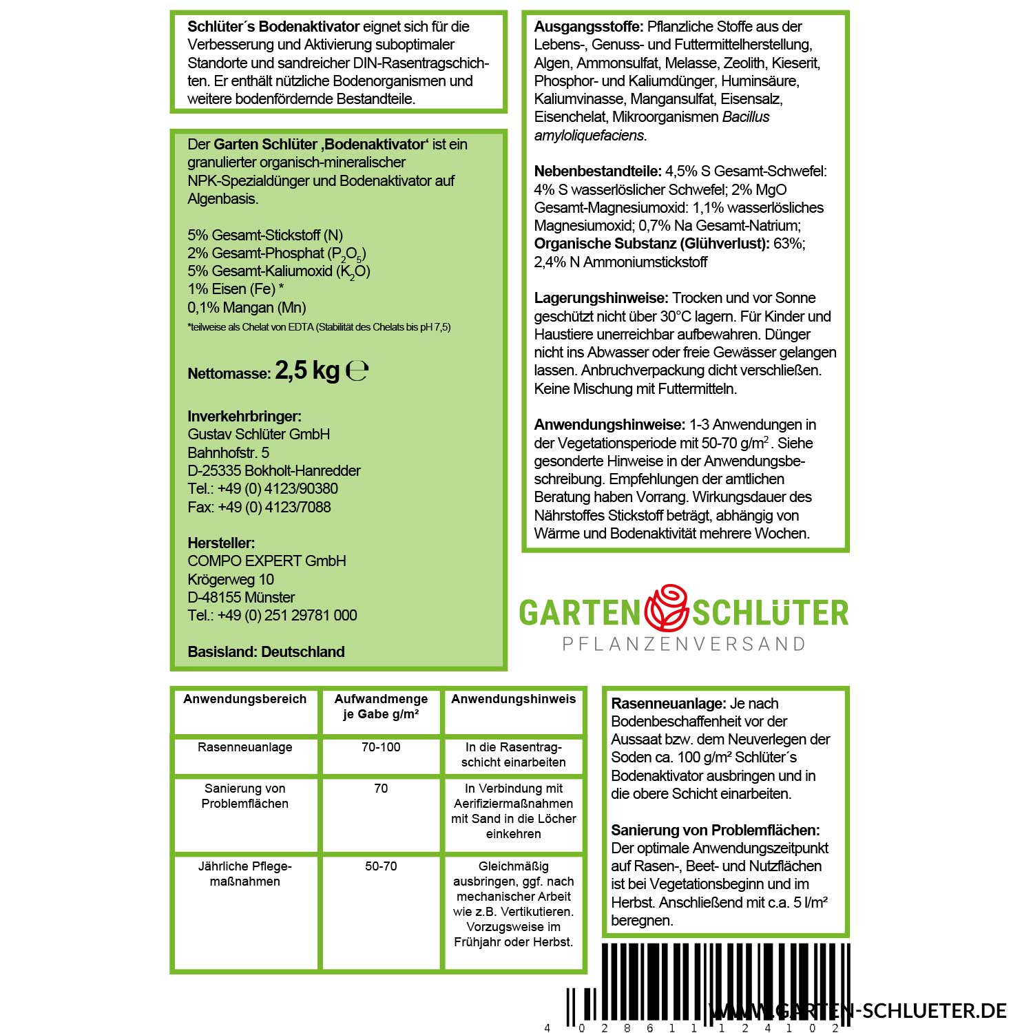 Schlüter's Bodenaktivator auf Algenbasis