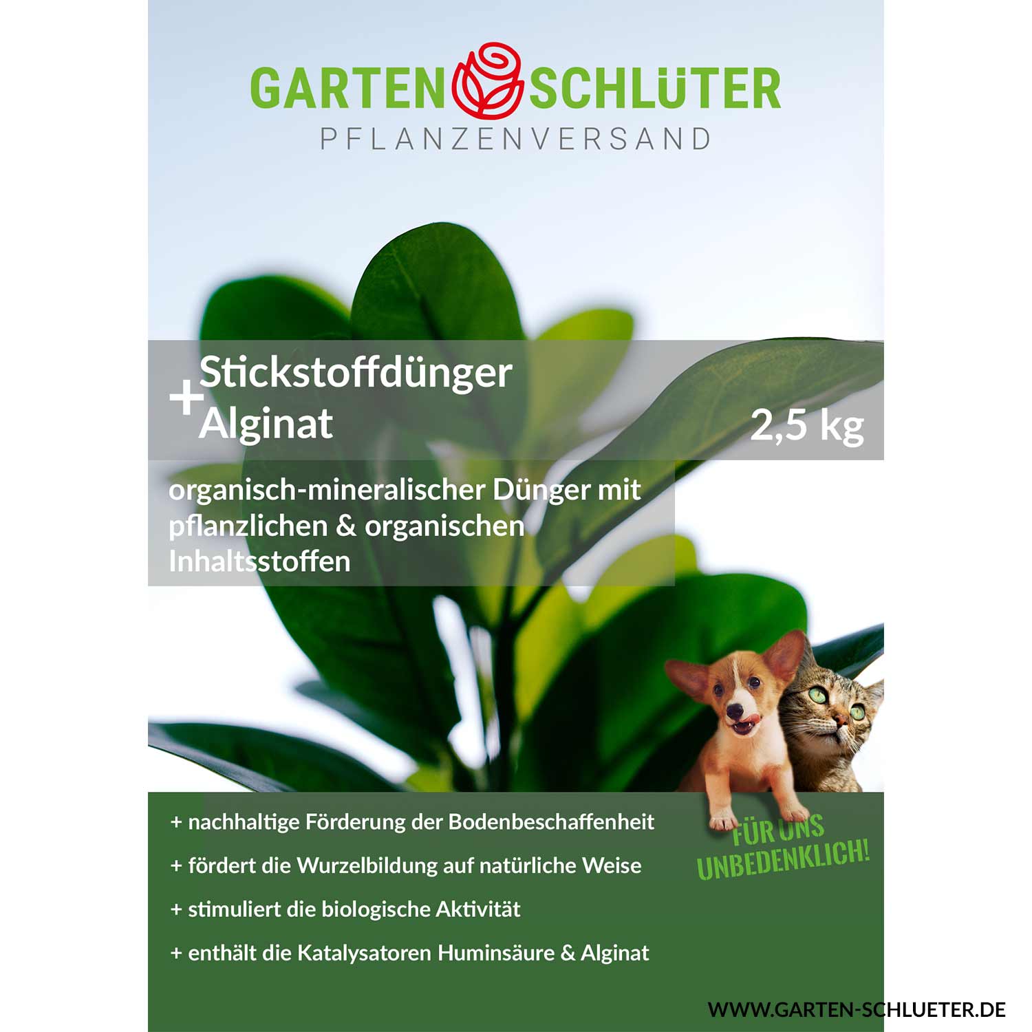 Schlüter's Stickstoffdünger 2,5kg - Frühjahrs- & Sommer- Düngung an allen Pflanzen Lieferform: Kunststoffbeutel