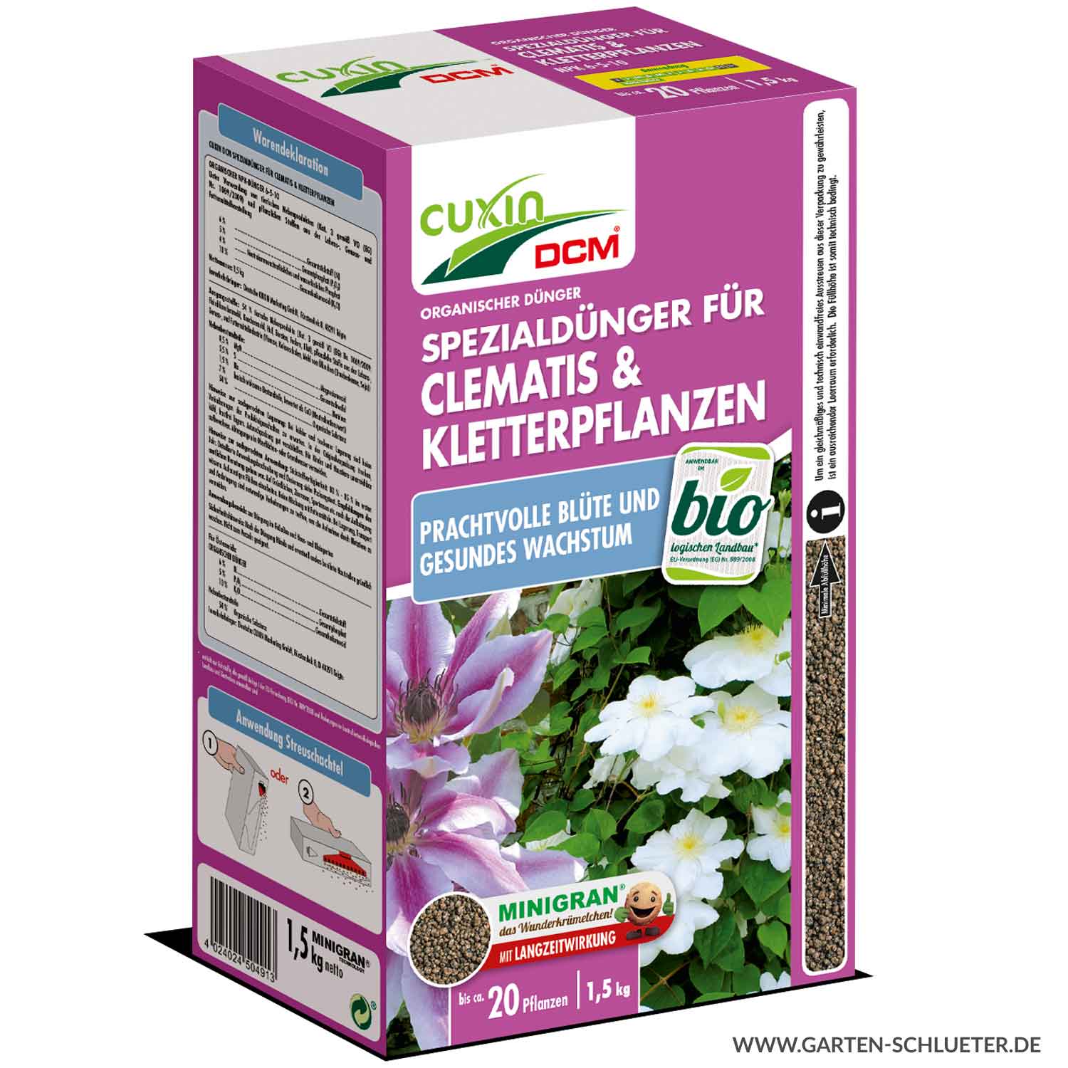 Clematis & Kletterpflanzen-Dünger - 1,5 kg Lieferform: Pappkarton