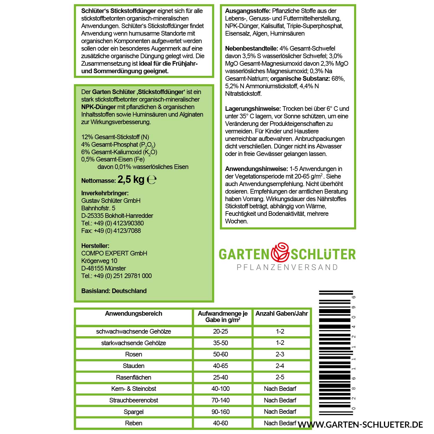 Schlüter's Stickstoffdünger | Frühjahrs- & Sommer- Düngung an allen Pflanzen