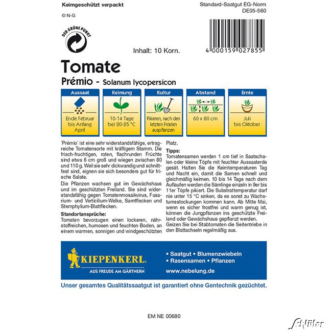 Tomate 'Premio' F1 Lieferform: Portionssaatgut